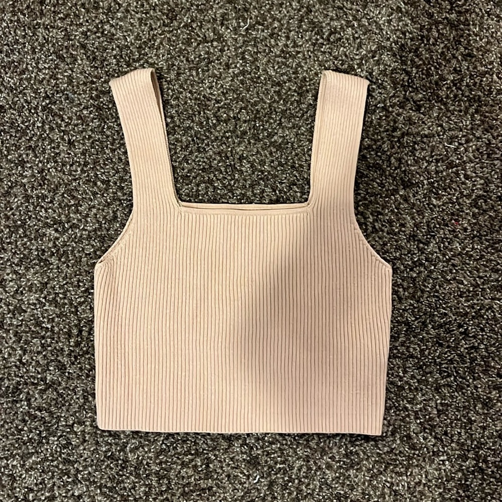 shein ribbed beige top
